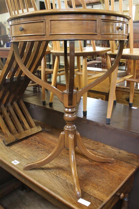 Regency style brass inlaid mahogany circular topped wine table